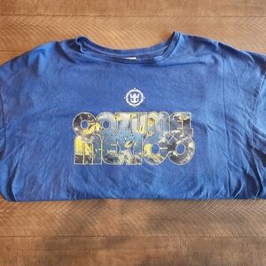 Blue Graphic Tee with Cozumel Mexico Print